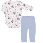 Body longo c/ Calça (Mijão) para bebê em algodão egípcio Urso Toy - Mini & Co.