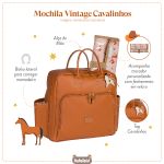 Mochila Maternidade Vintage Cavalinhos Liso - Masterbag