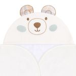 Toalha de banho c/ forro em fralda para bebê Urso Toy - Mini & Co.
