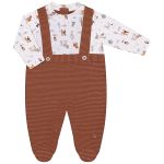 Macacão longo Falsa Jardineira para bebê em algodão egípcio Cachorrinho - Mini & Co.