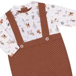 Macacão longo Falsa Jardineira para bebê em algodão egípcio Cachorrinho - Mini & Co.