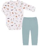 Body longo c/ Calça (Mijão) para bebê em algodão egípcio Cachorrinho - Mini & Co.