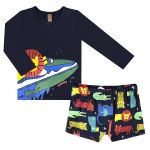 Conjunto de banho para bebê Leão: Camiseta Surfista + Sunga - Up Baby