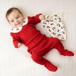 Body longo golinha c/ Calça (Mijão) para bebê em ribana Cerejinhas - Mini & Co.