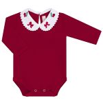Body longo golinha c/ Calça (Mijão) para bebê em ribana Cerejinhas - Mini & Co.