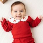 Body longo golinha c/ Calça (Mijão) para bebê em ribana Cerejinhas - Mini & Co.