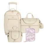 Mala com rodinhas + Bolsa Nina + Frasqueira Térmica Emy + Porta Carteira de Vacinação Borboletas Marfim – Masterbag