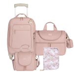 Mala com rodinhas + Bolsa Nina + Frasqueira Térmica Emy + Porta Carteira de Vacinação Borboletas Rosa – Masterbag