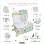 Mala Maternidade com rodinhas Margaridas Menta - Masterbag