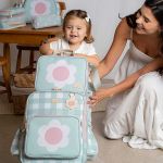 Mochila com rodinhas Kids Margaridas Menta - Masterbag Kids