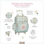 Mochila com rodinhas Kids Margaridas Menta - Masterbag Kids