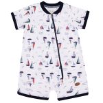 Macacão curto para bebê em suedine Navy - Mini & Co