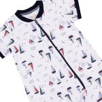 Macacão curto para bebê em suedine Navy - Mini & Co