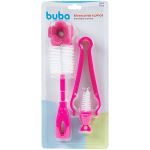 Kit Escova e Pinça para Mamadeira Rosa - Buba