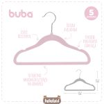 Kit 5 Cabides Aveludado Rosa - Buba
