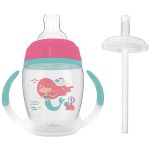 Copo com Alça e Canudo Extra 250ml Sereia Rosa (6m+) - Buba