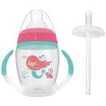 Copo com Alça e Canudo Extra 250ml Sereia Rosa (6m+) - Buba