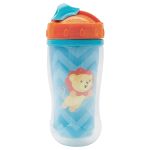 Copo c/ Parede Dupla e Canudo Animal Fun Leãozinho 320ml (12m+) - Buba