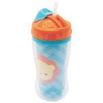 Copo c/ Parede Dupla e Canudo Animal Fun Leãozinho 320ml (12m+) - Buba