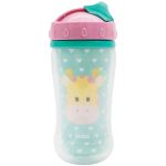 Copo c/ Parede Dupla e Canudo Animal Fun Girafinha 320ml (12m+) - Buba