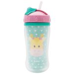 Copo c/ Parede Dupla e Canudo Animal Fun Girafinha 320ml (12m+) - Buba