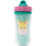 Copo c/ Parede Dupla e Canudo Animal Fun Girafinha 320ml (12m+) - Buba