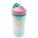 Copo c/ Parede Dupla e Canudo Animal Fun Girafinha 320ml (12m+) - Buba
