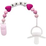 Prendedor de Chupeta em Silicone Baby Rosa (3m+) - Buba