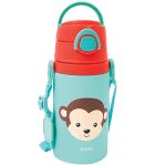 Garrafa de Alumínio com Canudo Animal Fun Macaquinho 400ml (3m+) - Buba