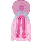 Kit Refeição Talher com Estojo Foguete Rosa (6m+) - Buba