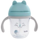 Copo com Alça Removível Gatinho Azul 220ml (12m+) - Buba