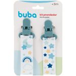 Kit 2 Prendedores de Chupeta Estrelas Azul (3m+) - Buba