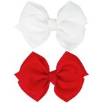 Kit 2 Laços com Presilha M Branco/Vermelho - Buba