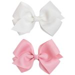 Kit 2 Laços com Presilha G Branco/Rosa - Buba