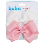 Kit 2 Laços com Presilha G Branco/Rosa - Buba