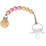 Prendedor de Chupeta em Silicone e Bambu Rosa (3m+) - Buba