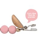 Prendedor de Chupeta em Silicone e Bambu Rosa (3m+) - Buba