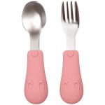 Kit Talher para bebê em Silicone e Inox Coelha Rosa (6m+) - Buba
