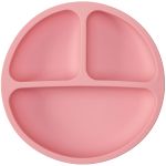 Prato em Silicone com Divisórias e Ventosa Rosa (6m+) - Buba