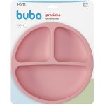 Prato em Silicone com Divisórias e Ventosa Rosa (6m+) - Buba