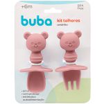 Kit Talher de Treinamento em Silicone Ursinho Rosa (6m+) - Buba