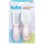 Escova e Pente Cerdas Macias Rosa Claro (0m+) - Buba