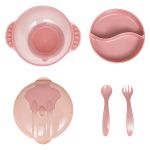 Kit Refeição: Bowl com Compartimento e Talheres Rosa (6m+) - Buba