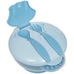 Kit Refeição: Bowl com Compartimento e Talheres Azul (6m+) - Buba