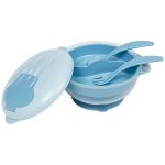 Kit Refeição: Bowl com Compartimento e Talheres Azul (6m+) - Buba