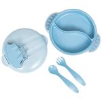 Kit Refeição: Bowl com Compartimento e Talheres Azul (6m+) - Buba