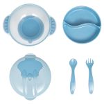 Kit Refeição: Bowl com Compartimento e Talheres Azul (6m+) - Buba
