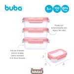 Kit 3 Potinhos Herméticos Rosa 100ml - Buba