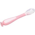 Colher Flexível em Silicone com Ventosa Rosa (6m+) - Buba