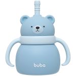 Copo em Silicone com Alça e Canudo Ursinho Azul 200ml (6m+) - Buba